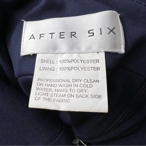 After Six Midnight Blue Crepe Tie Neck Halter Trumpet Gown Bridesmaid Dress NWT - Picture 9 of 11